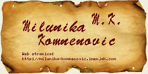 Milunika Komnenović vizit kartica